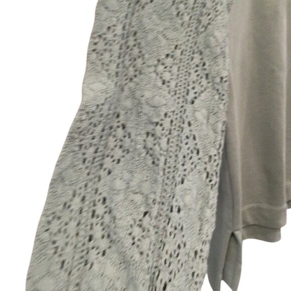 Soft Surroundings Crochet French Terry Tunic Top Size Large Teal Blue Boho Beach - Picture 8 of 12